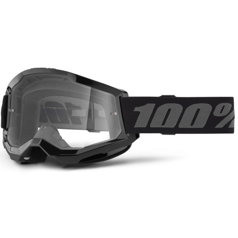 Occhiali da motocross per bambini 100% STRATA 2 nero plexi trasparente