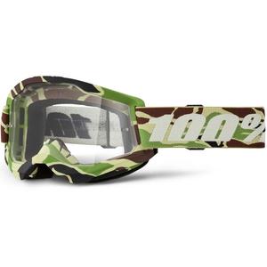 Occhiali da motocross 100% STRATA 2 New War Camo verde (plexi trasparente)