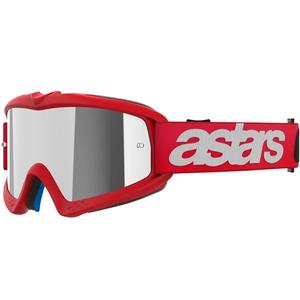 Alpinestars Vision Youth Blaze, occhiali da motocross per bambini di colore rosso con lenti argentate a specchio