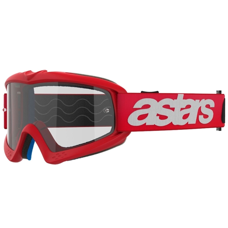 Alpinestars Vision Youth Blaze, maschera da motocross per bambini di colore rosso con lenti trasparenti