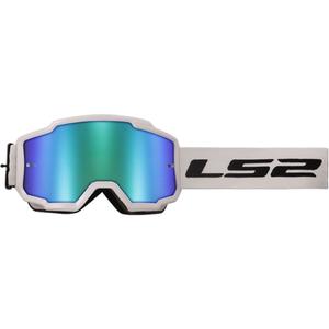 Occhiali da motocross LS2 Charger H-V bianco con plexi verde iridio