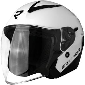 Casco da moto aperto Street Racer Sonic bianco lucido-nero - II qualità - II. qualità