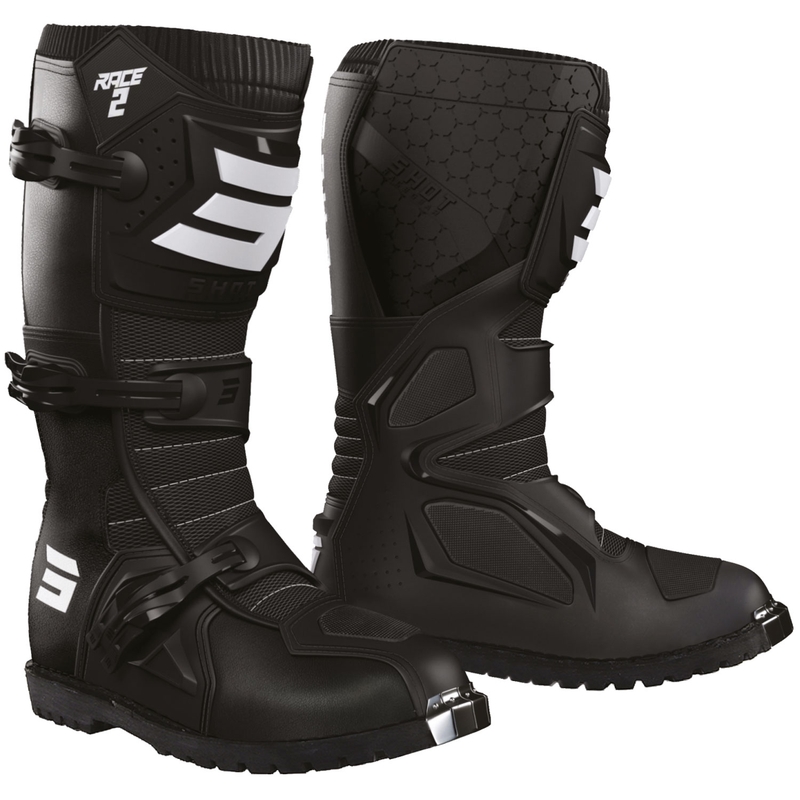 Stivali da moto Shot Race 2 Enduro bianco e nero - II qualità - II. qualità