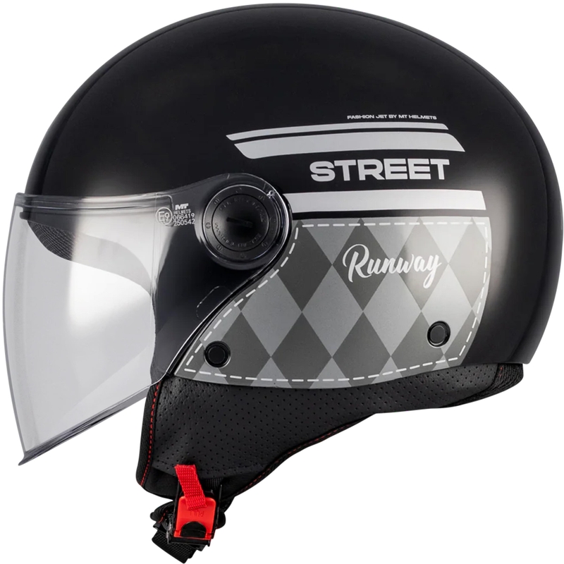 Casco da moto jet MT Street S Runway B2 nero-grigio - II. qualità