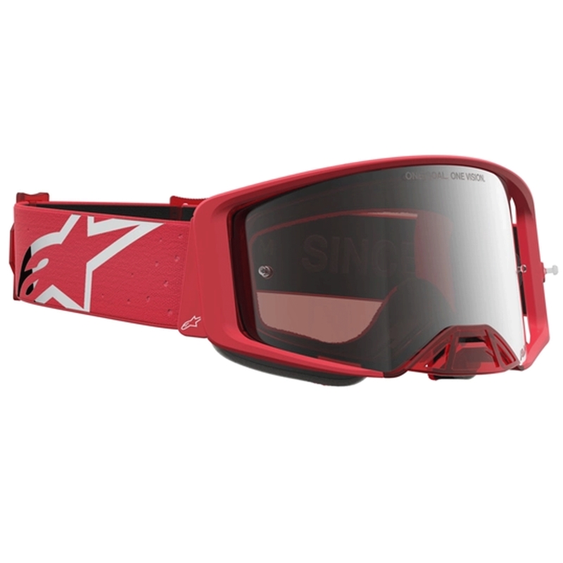 Occhiali da motocross Alpinestars Supertech Vesta rosso fluo cromato