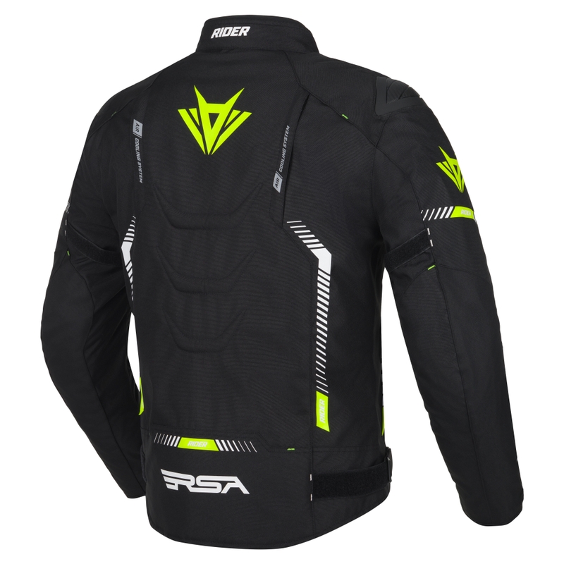 Giacca da motociclista RSA Rider nero-bianco-giallo fluo 2 - II qualità - II. qualità