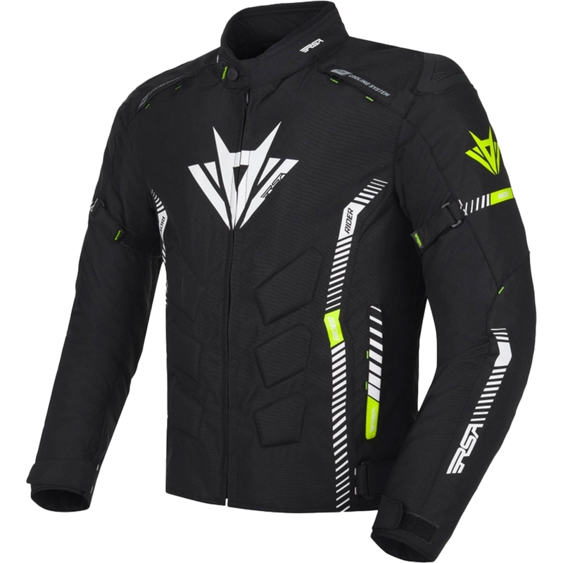 Giacca da motociclista RSA Rider nero-bianco-giallo fluo 2 - II qualità - II. qualità