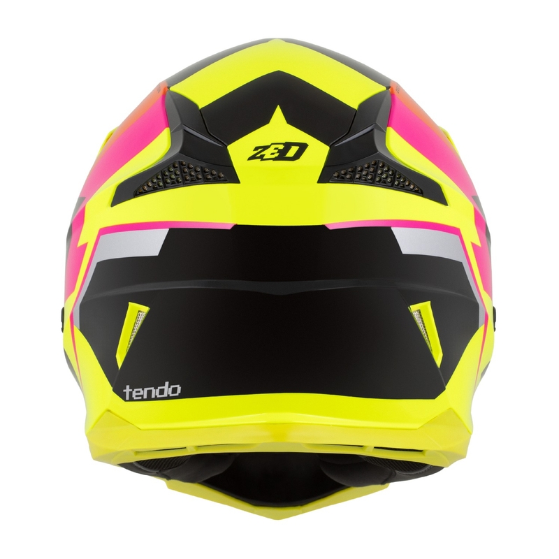 Casco motocross da bambino ZED X1.9 Tendo giallo fluo-rosa-arancio-nero - II. qualità