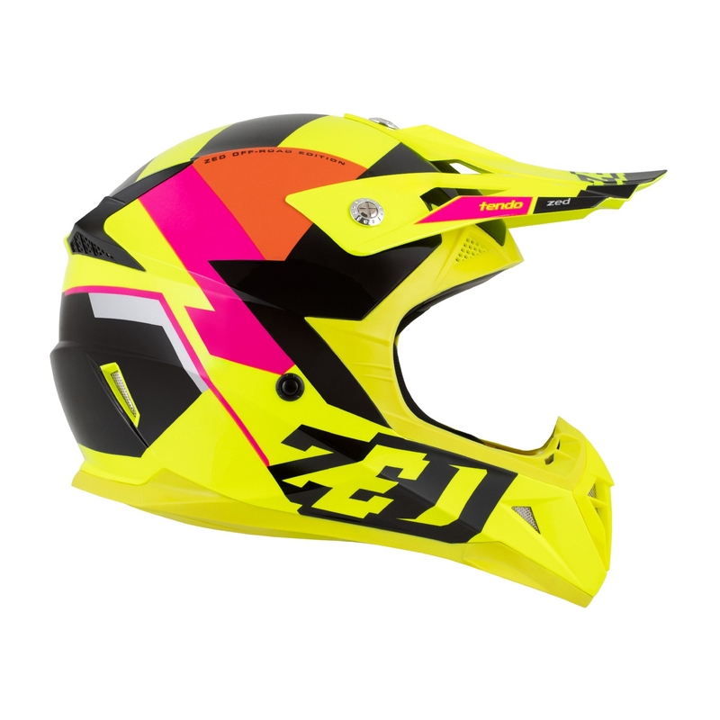 Casco motocross da bambino ZED X1.9 Tendo giallo fluo-rosa-arancio-nero - II. qualità