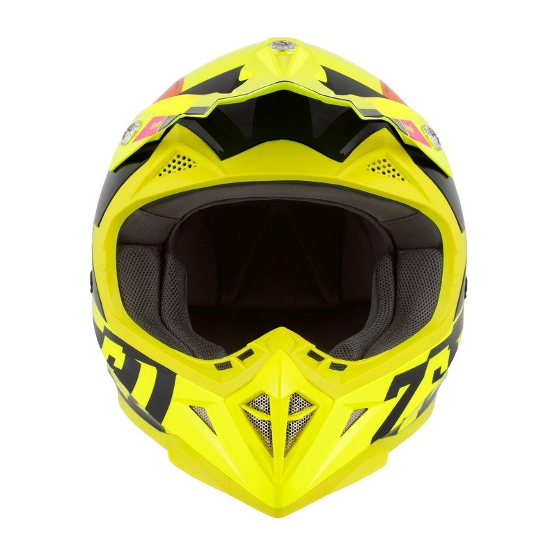 Casco motocross da bambino ZED X1.9 Tendo giallo fluo-rosa-arancio-nero - II. qualità