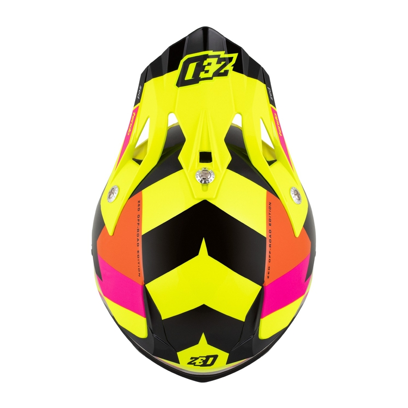Casco motocross da bambino ZED X1.9 Tendo giallo fluo-rosa-arancio-nero - II. qualità