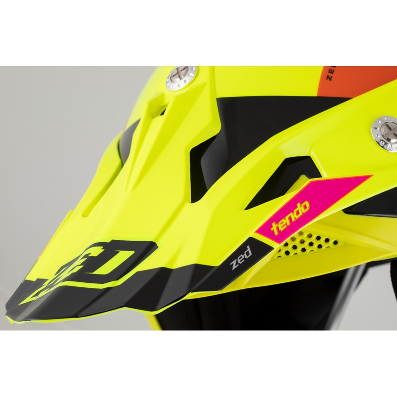 Casco motocross da bambino ZED X1.9 Tendo giallo fluo-rosa-arancio-nero - II. qualità