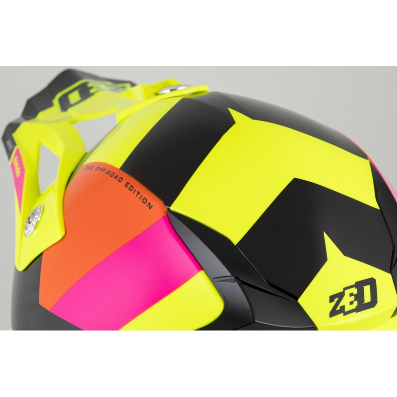 Casco motocross da bambino ZED X1.9 Tendo giallo fluo-rosa-arancio-nero - II. qualità