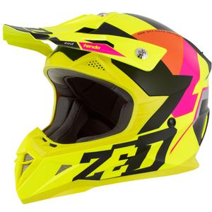 Casco motocross da bambino ZED X1.9 Tendo giallo fluo-rosa-arancio-nero - II. qualità