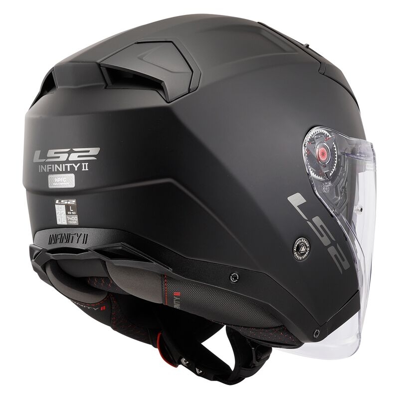 Casco moto aperto LS2 OF603 Infinity II nero solido opaco - II. qualità