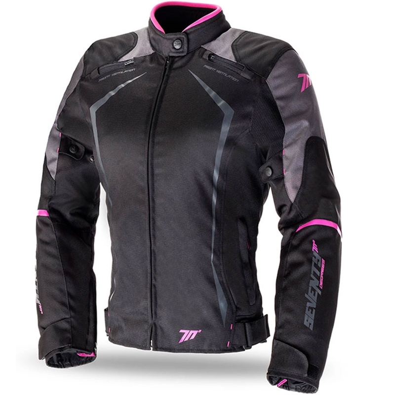 Giacca da motociclista donna SEVENTY DEGREES SD-JR49 nero-rosa - II. qualità