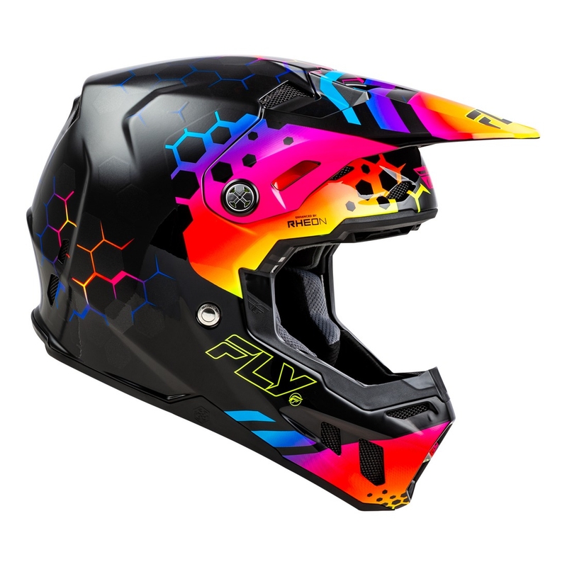 Casco da motocross FLY Racing Formula CC Tektonic nero-giallo-rosa - II. qualità