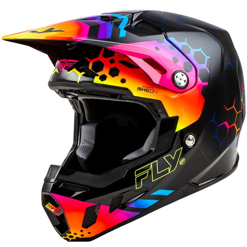 Casco da motocross FLY Racing Formula CC Tektonic nero-giallo-rosa - II. qualità