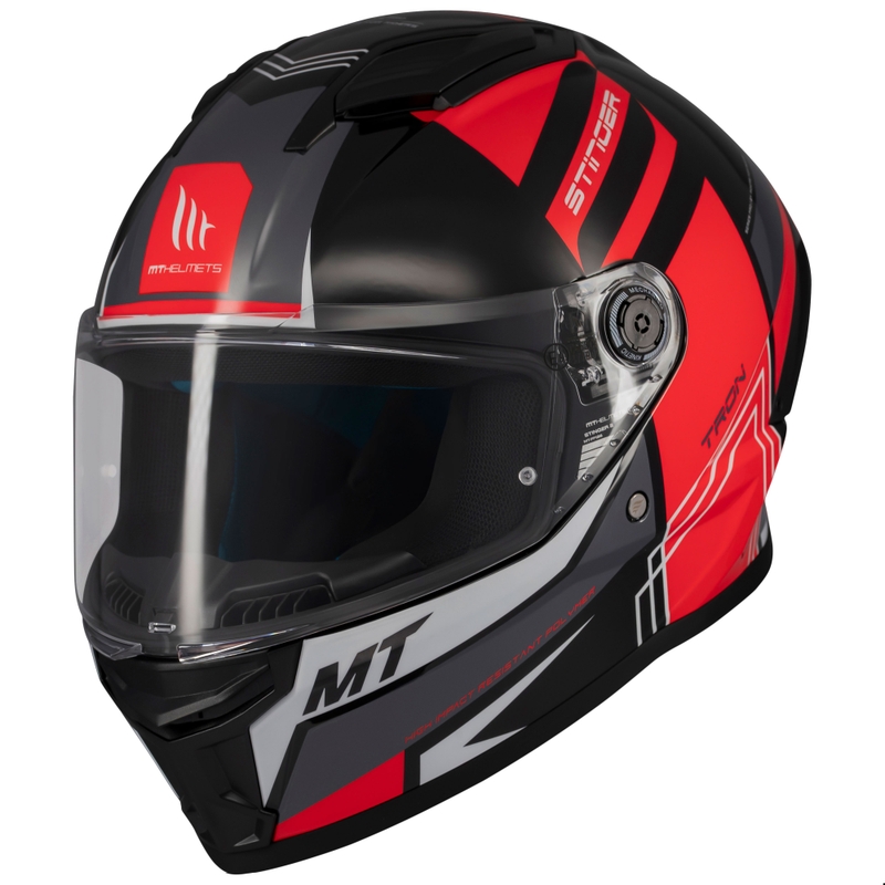 Casco moto integrale MT Stinger 2 Tron nero-rosso-grigio - II. qualità