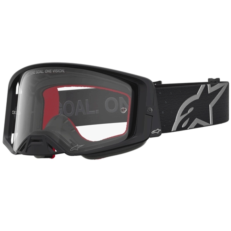Occhiali da motocross Alpinestars Supertech Vesta neri-argento con plexiglass trasparente