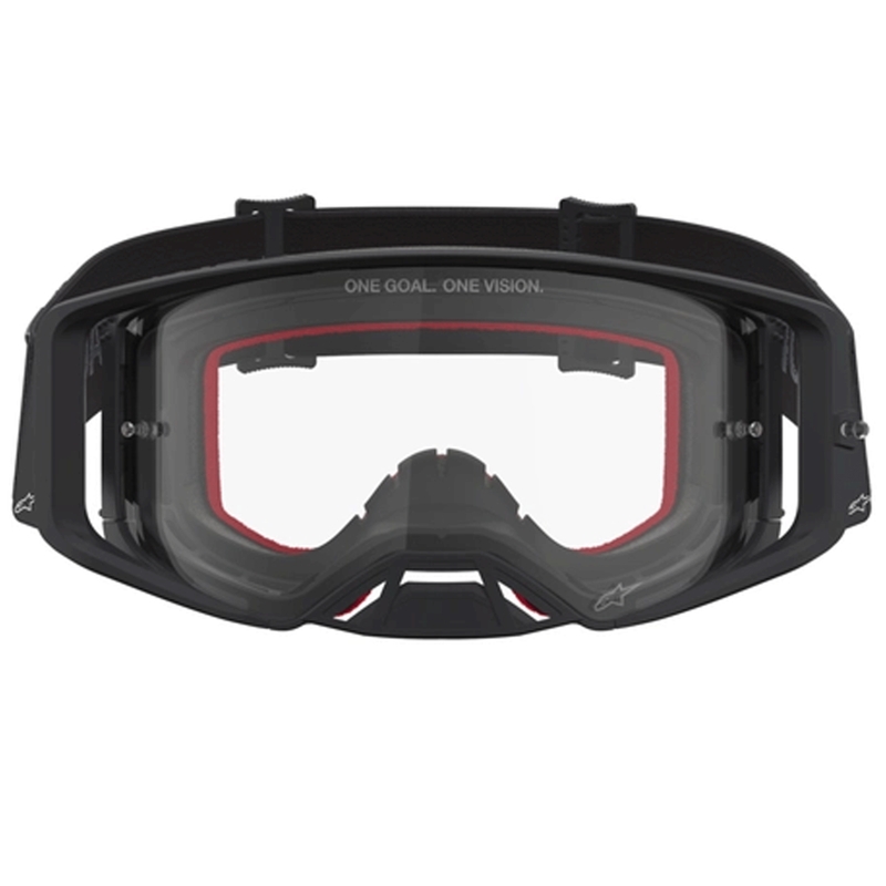 Occhiali da motocross Alpinestars Supertech Vesta neri-argento con plexiglass trasparente