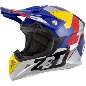 Casco da motocross ZED X1.9 Tendo blu perla-rosso-giallo-argento - II. qualità