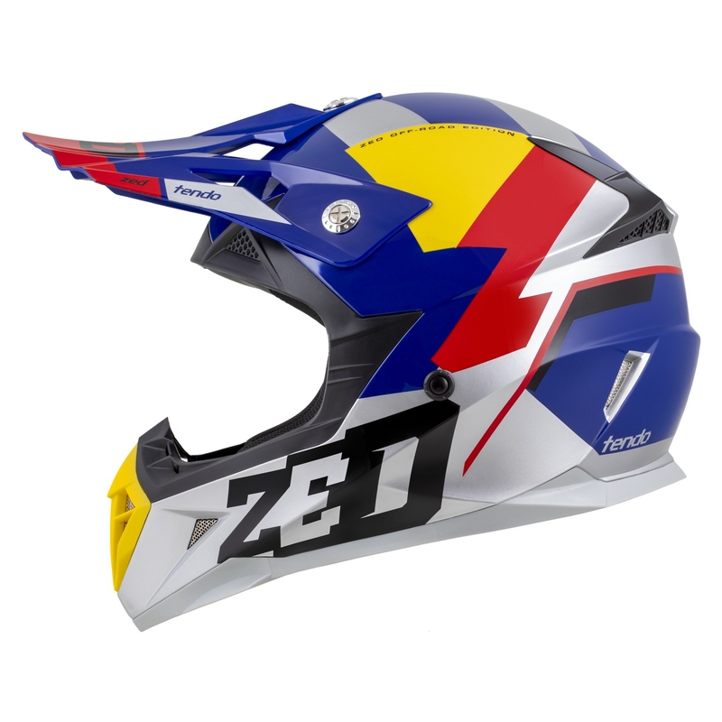 Casco da motocross ZED X1.9 Tendo blu perla-rosso-giallo-argento - II. qualità