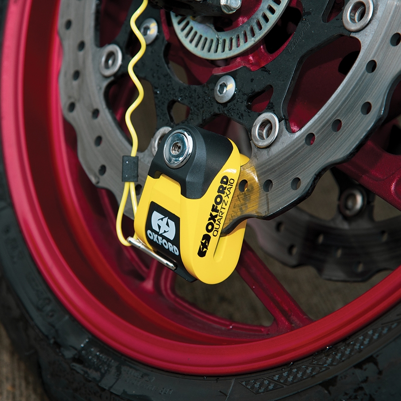 Antifurto per freno a disco Oxford Quartz Alarm XA10 giallo-nero - II. qualità