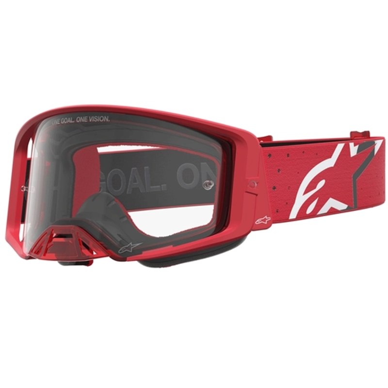 Occhiali da motocross Alpinestars Supertech Vesta rosso fluo cromato (plexiglass trasparente)