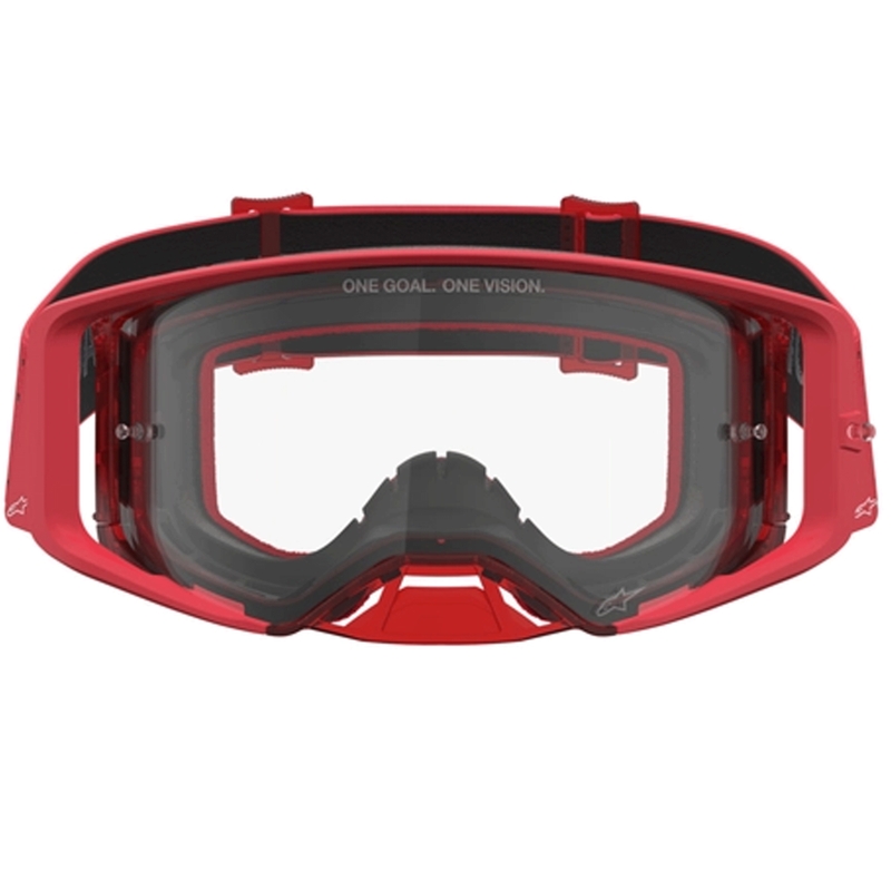 Occhiali da motocross Alpinestars Supertech Vesta rosso fluo cromato (plexiglass trasparente)
