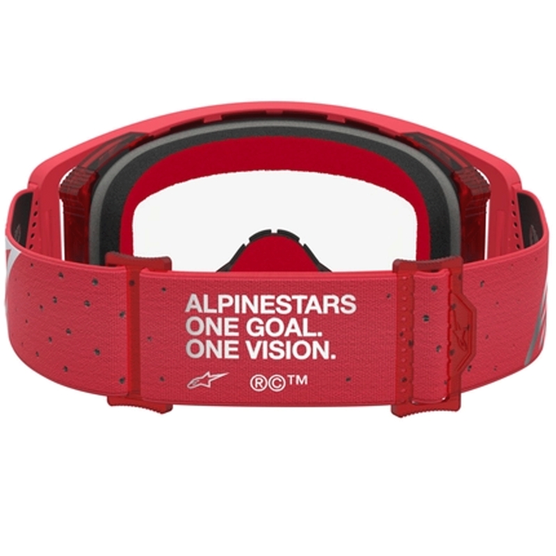 Occhiali da motocross Alpinestars Supertech Vesta rosso fluo cromato (plexiglass trasparente)