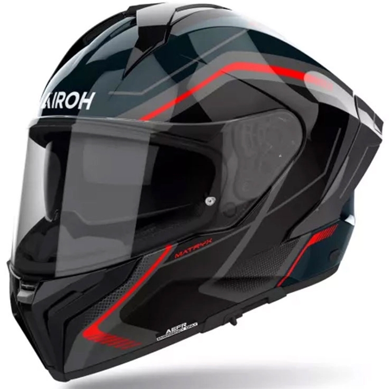 Casco integrale da moto Airoh MATRYX Wide nero-grigio-rosso