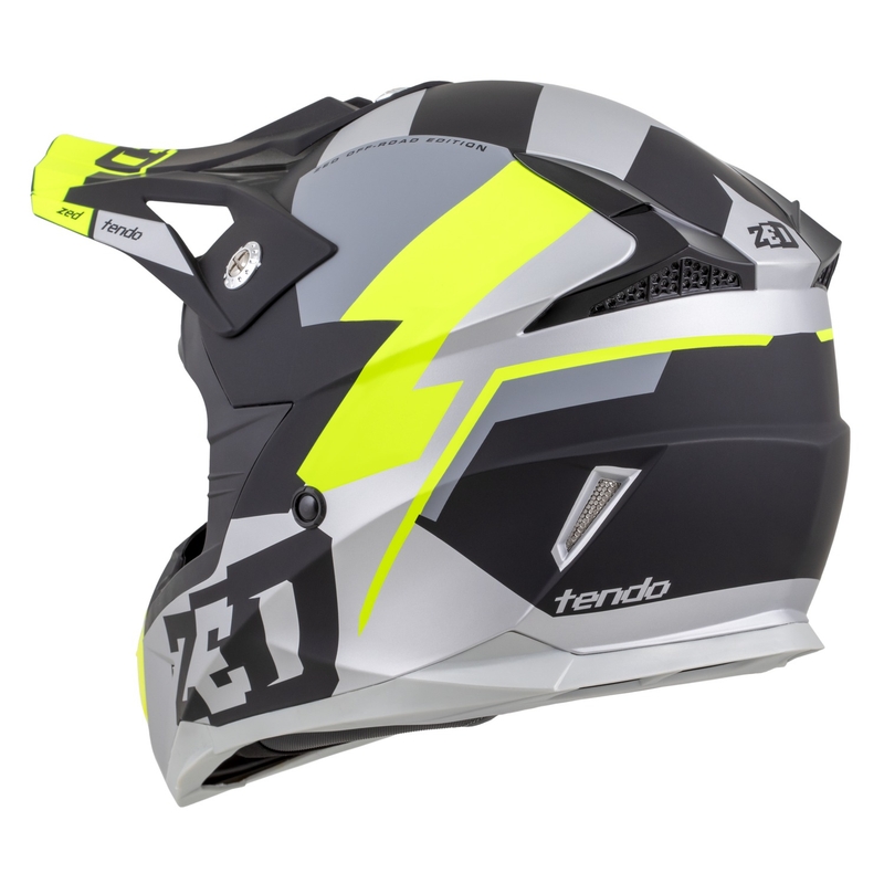 Casco da motocross per bambini ZED X1.9D TENDO nero opaco-grigio scuro-grigio chiaro-giallo fluo - II. qualità