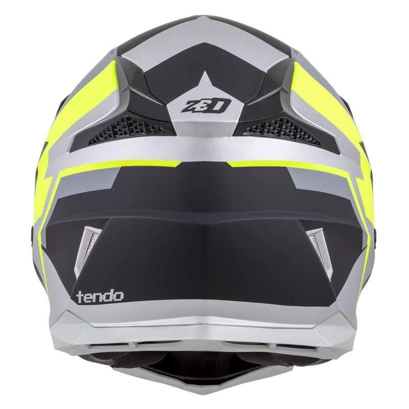 Casco da motocross per bambini ZED X1.9D TENDO nero opaco-grigio scuro-grigio chiaro-giallo fluo - II. qualità