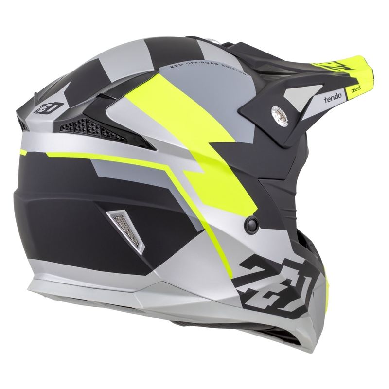Casco da motocross per bambini ZED X1.9D TENDO nero opaco-grigio scuro-grigio chiaro-giallo fluo - II. qualità