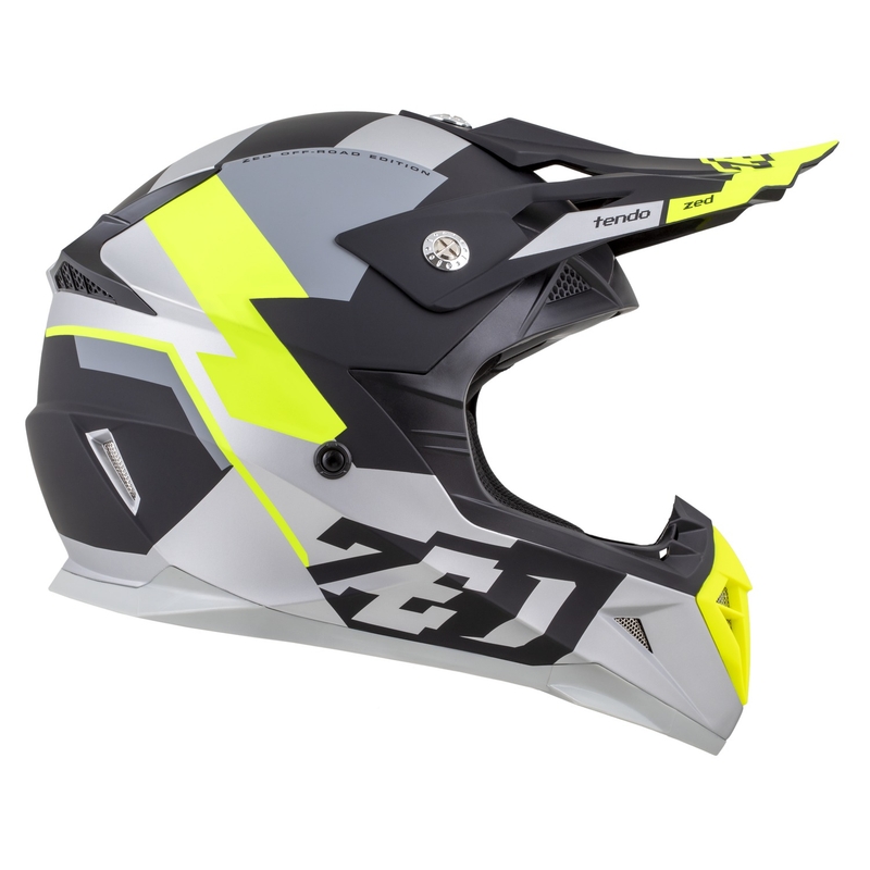 Casco da motocross per bambini ZED X1.9D TENDO nero opaco-grigio scuro-grigio chiaro-giallo fluo - II. qualità