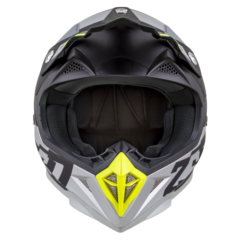 Casco da motocross per bambini ZED X1.9D TENDO nero opaco-grigio scuro-grigio chiaro-giallo fluo - II. qualità