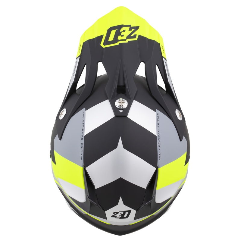 Casco da motocross per bambini ZED X1.9D TENDO nero opaco-grigio scuro-grigio chiaro-giallo fluo - II. qualità