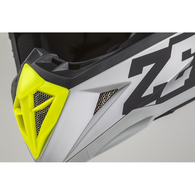 Casco da motocross per bambini ZED X1.9D TENDO nero opaco-grigio scuro-grigio chiaro-giallo fluo - II. qualità
