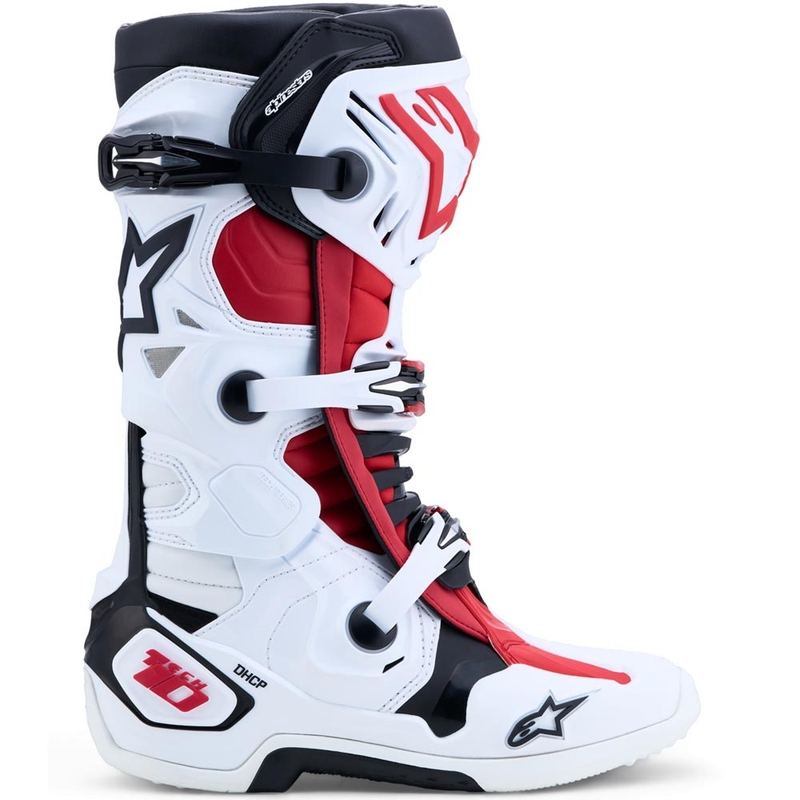 Stivali da motocross Alpinestars TECH 10 bianco-nero-rosso
