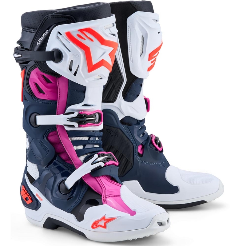 Stivali da motocross Alpinestars TECH 10 Supervented blu scuro-bianco-nero-viola