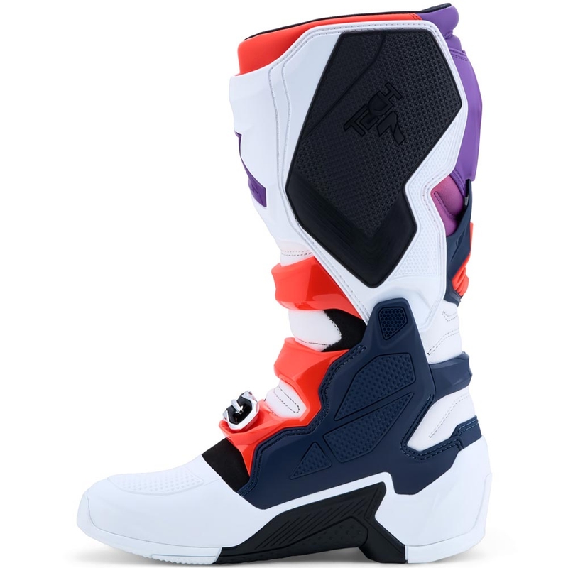 Stivali da motocross Alpinestars TECH 7 viola-bianco-blu scuro-rosso fluo