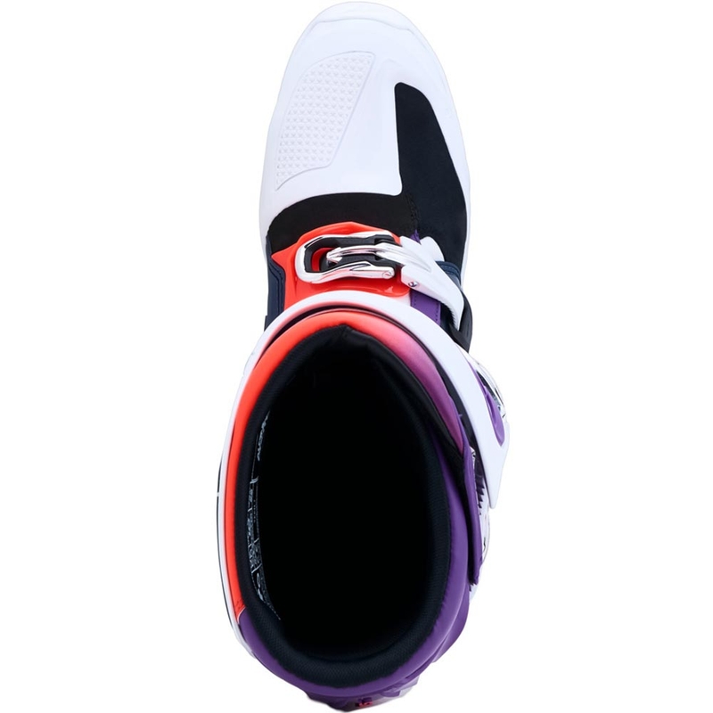 Stivali da motocross Alpinestars TECH 7 viola-bianco-blu scuro-rosso fluo