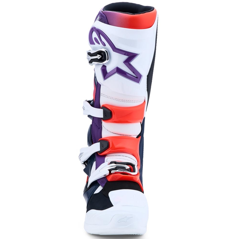 Stivali da motocross Alpinestars TECH 7 viola-bianco-blu scuro-rosso fluo