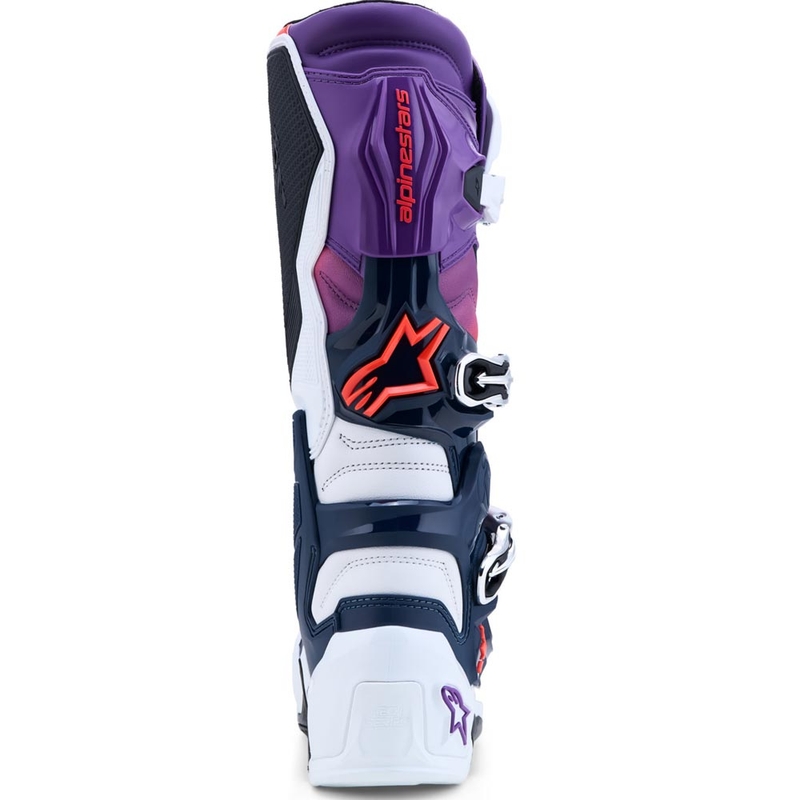 Stivali da motocross Alpinestars TECH 7 viola-bianco-blu scuro-rosso fluo