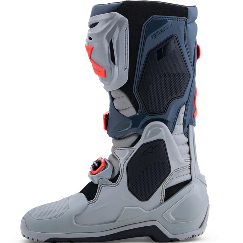 Stivali da moto Alpinestars Tech 10 Enduro Grigio-Grigio scuro-Rosso fluo