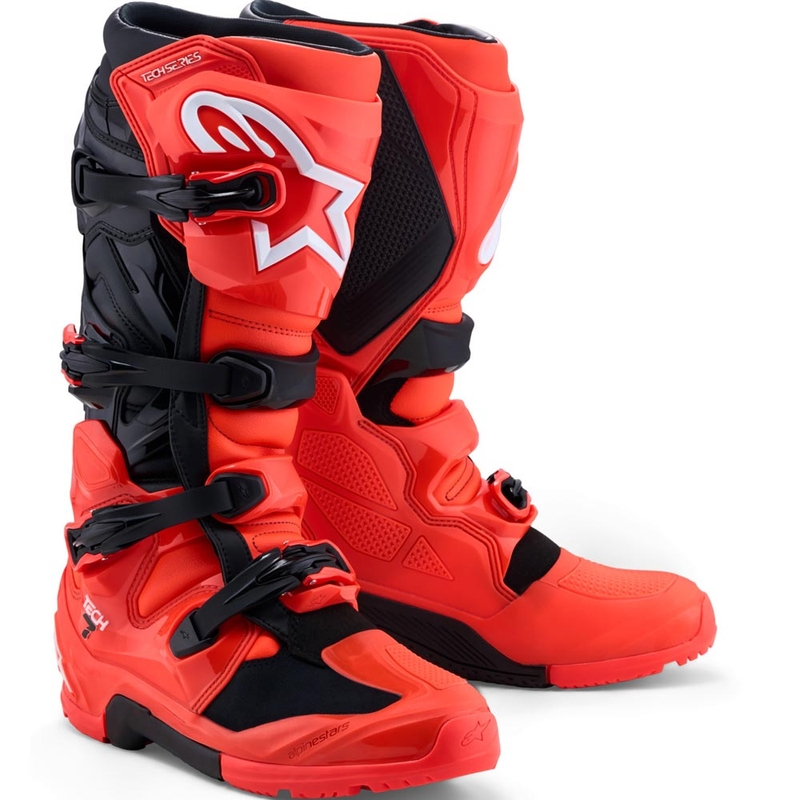 Stivali da moto Alpinestars TECH 7 Enduro rosso fluo-nero