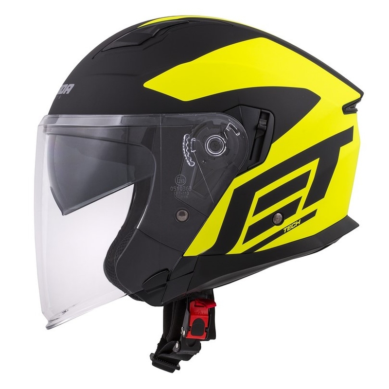 Casco moto aperto Cassida Jet Tech Corso nero-giallo fluo