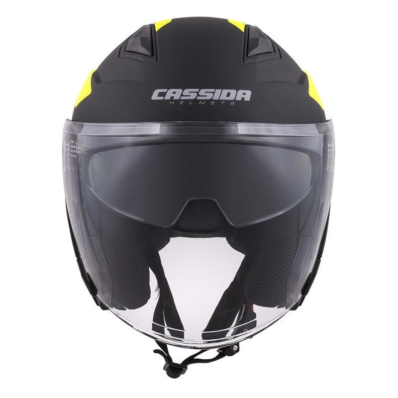 Casco moto aperto Cassida Jet Tech Corso nero-giallo fluo