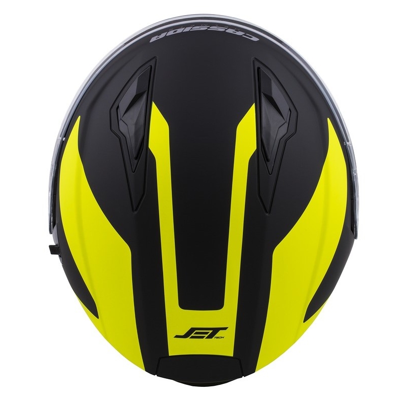 Casco moto aperto Cassida Jet Tech Corso nero-giallo fluo